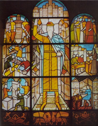 Image - A stainglass depicting Grand Prince Yaroslav the Wise in the Historical Museum of Ukraine (Kyiv). 